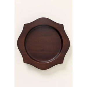Assiette de présentation ronde en bois faite à la main avec motif floral gravé, style rétro marron, vaisselle décorative pour table - Product Image 4