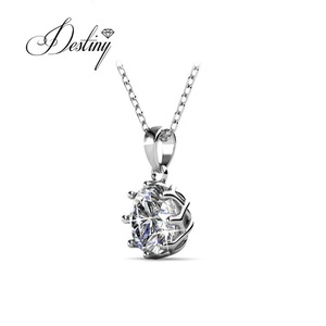 925 Sterling Silver Daisini Embellished with Swarovski Crystals Fashion Custom <strong>Lily</strong> Pendant <strong>Necklace</strong> for Woman - Product Image 3