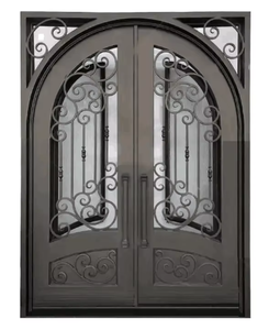 <b>Single</b> Entry Modern Luxury Wrought Iron Exterior Side Custom 3D Design Windproof Anti-theft Powder Coated 100% Hand Outdoor - Product Image 1