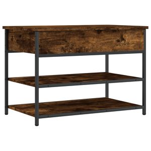 Banco para Zapatos Mediano en Madera de Roble Ahumado con Metal para Almacenamiento de Calzado - Product Image 2