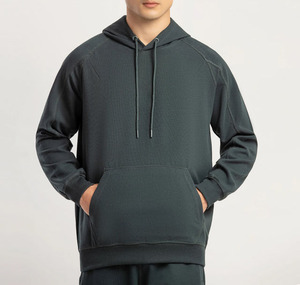 Ensemble de survêtement à capuche en tricot gris foncé pour homme, couleur unie, décontracté, pour l'automne - Product Image 5