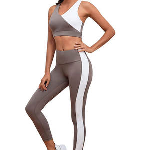 Conjunto de Yoga Color Block para Mujer: Sujetador Deportivo y Leggings de Cintura Alta para Gimnasio, Entrenamiento y Fitness. Ropa Deportiva Personalizada con Logo OEM ODM al por Mayor. - Product Image 1