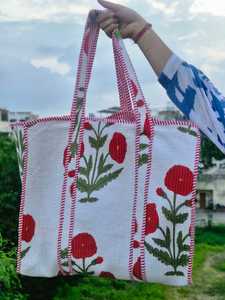 Silk Handcrafted Solid Color Quilted <b>Vintage</b> <b>Tote</b> <b>Bags</b> FABRICATEFIZZ Lightweight Travel & Shopping Use - Product Image 5