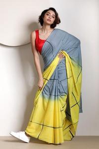 Sari de poliéster estampado para mujer, de secado rápido, sin arrugas, informal, para fiesta, Diwali, atuendo étnico tradicional, elegante, para festivales, con drapeado. - Product Image 6