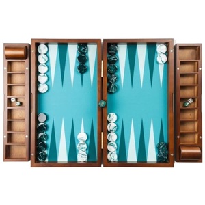 Jeu de backgammon de luxe en bois, ensemble de jeu de société pliable et portable, fait main, en bois de noyer vintage, vente en gros personnalisée - Product Image 5
