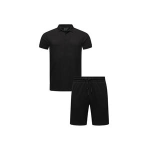 Ensemble polo et short décontracté pour homme en fibre de bambou respirante, couleur unie, tenue de plage estivale - Product Image 3