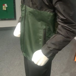 Coated Colorblock Breathable Canvas Winter <b>Hooded</b> Lightweight Water Resistant <b>Soft</b> <b>Shell</b> <b>Jacket</b> Contrast Panel Long Sleeve Front - Product Image 5