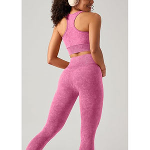 Conjunto de Yoga con Cuello Alto para Mujer, Sujetador Deportivo, Leggings Moldeadores de Cintura Alta con Bolsillos Laterales, Ropa Deportiva sin Costuras de Nailon y Spandex - Product Image 4