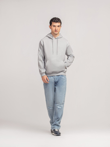 Sudadera con Capucha Unisex Nueva, Color Gris Claro, Transpirable, Informal, con Bolsillo Tipo Canguro, Costuras en Contraste, Poliéster/Algodón - Product Image 6