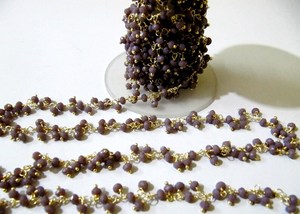 Chaîne de perles facettées en calcédoine lavande, enroulée sur fil, pour la fabrication de bijoux, prix de gros - Product Image 3