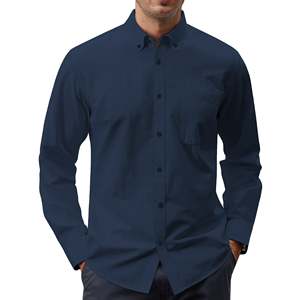 OEM Custom Logo 100% Cotton Long Sleeve <b>Men's</b> <b>Dress</b> Shirts Casual/Formal Solid Shirts for <b>Men</b> Regular Oxford Tops with Pocket - Product Image 5
