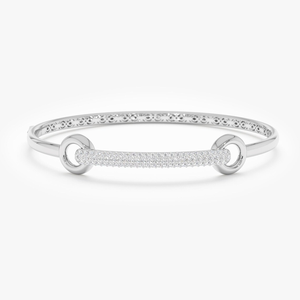 กำไลข้อมือแบบวงกลมและแบบแท่งเชื่อมต่อกัน ดีไซน์ทันสมัย ทองคำแท้ 10K 14K 18K ประดับเพชรเพฟ 0.36 กะรัต เพฟเพชรเพาะเลี้ยงในห้องปฏิบัติการ - Product Image 2