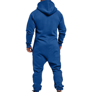 Men's Fleece Polyester/Cotton 500g Knitted Onesie <b>Jumpsuit</b> Plaid Pattern Long Sleeve Winter Pajama <b>Pockets</b> Quick Dry Breathable - Product Image 4