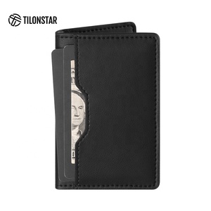 TILONSTAR TVW103 Custom Logo Black Tarjetero Minimalist Slim Porta Tarjeta Leather RFID Credit Cardholder - Product Image 2