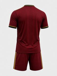 Conjunto de Fútbol Rojo para Hombre, Cuello en V, Manga Corta, Transpirable, de Poliéster Sublimado, Ajuste Atlético, Diseño Sólido para Todas las Temporadas - Product Image 3