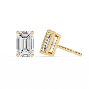 Classic Tops <b>Emerald</b> Cut E VS 1ct Each Lab Grown Diamond 14K <b>Gold</b> IGI Certified <b>Earring</b> Tops for Gift Party & Anniversary - Product Image 1