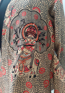Blazer de Seda Madhubani con Bordado a Mano de Krishna (Con Cintura Ajustable) - Product Image 5