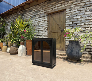 Mueble de Madera de Pino Vintage de Lujo con Puertas de Vidrio, Dos Puertas, Almacenamiento Duradero para Sala de Estar, Roble, Pino, Nogal. - Product Image 2