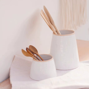 Premium Stoneware <b>Utensil</b> <b>Holder</b> Smooth Curve Design Matte Finish Thick Body Heat Resistant <b>Kitchen</b> Counter Storage Organizer - Product Image 6