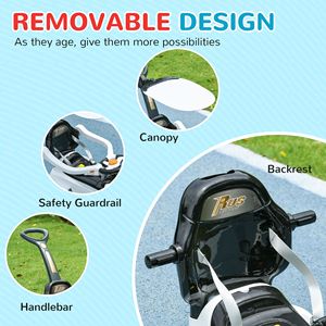 Passeggino 3 in 1 Bianco con Maniglia Rimovibile, Musica, Clacson, Tettuccio e Barriera di Sicurezza per Bambini, Cavalcabili e Giocattoli da Tirare - Product Image 5