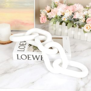 White Wood Chain Link Decor Wooden Decorative Chain Home Decor Accents, Coffee <b>Table</b> Decor, Aesthetic, Modern Bookshelf <b>Table</b>. - Product Image 3