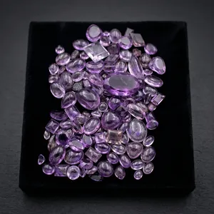 BAITHU GEMS Améthyste naturelle polie, quartz transparent violet, taille brillante, personnalisable, pour la fabrication de bijoux, la méditation et l'énergie concentrée - Product Image 2