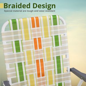 Set di 2 Sedie Pieghevoli da Spiaggia Giallo-Verde con Schienale a Rete, Sedute Pieghevoli in Oxford per Esterni, Patio, Giardino, Campeggio, Pesca, Bordo Piscina, Barbecue - Product Image 5