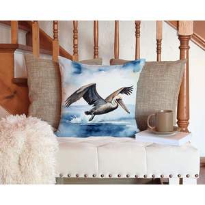 Pelican Diving Decorativo Throw Pillow Lavable a máquina 14H x 14W para interior Exterior Sofá Cama o decoración de patio - Product Image 3