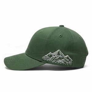 Gorras de Béisbol de Algodón Verde al por Mayor, Gorras de Béisbol con Visera Curva y Logotipo Bordado de Montaña Blanca, Gorras Deportivas Ajustables para Exteriores - Product Image 1