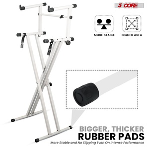 Heavy Duty Metal 2-Tier Double X Foldable Keyboard <b>Stand</b> Adjustable 5-Core DJ <b>Controller</b> <b>Stand</b> - Product Image 5