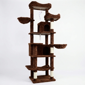 Griffoir pour chat en jute, arbre à chat multi-niveaux, couleur marron, mobilier d'intérieur pour animaux de compagnie, design durable et amovible pour chats - Product Image 1
