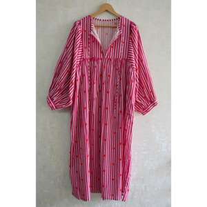 Vestido Maxi de Verano de Algodón con Estampado Floral Hecho a Mano, Lavable, Cintura Natural, Ropa Casual para Mujer, Hecho a Mano - Product Image 1