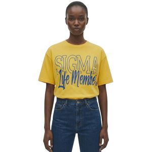 Camiseta gráfica Sigma para mujer, camiseta informal de manga corta con cuello redondo, camiseta de algodón con estampado personalizado, ropa de moda - Product Image 1