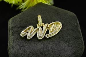 Colgante de Diamante Moissanita para Hombre, Estilo Rapero, Dos Tonos, Personalizado con Nombre, Plata 925, Pasa el Test de Diamantes - Product Image 2