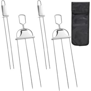 Set di 4 Spiedini per Barbecue in Acciaio Inox da 14 Pollici con Asta Scorrevole - Product Image 1