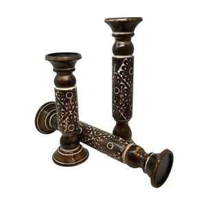 ชุดเชิงเทียนไม้มะม่วง - เชิงเทียนไม้แกะสลักแบบเรียบง่ายขายส่ง - Product Image 3