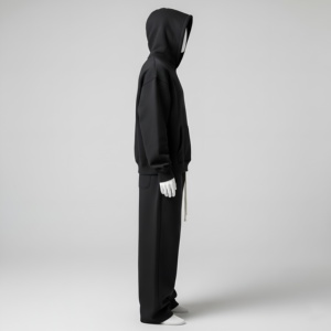 Ensemble de survêtement polaire pour hommes : sweat à capuche et pantalon de jogging, style streetwear décontracté, coupe ample, idéal pour l'hiver, personnalisable avec logo, vente en gros - Product Image 2