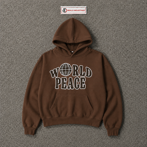 Sweat à capuche marron oversize streetwear unisexe décontracté en molleton avec imprimé globe vintage, style urbain - Product Image 5