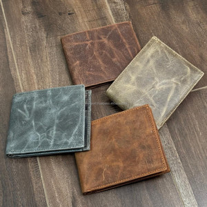 Monedero delgado de cuero genuino de grano completo de gran capacidad con bloqueo RFID de primera calidad, billetera corta para tarjetas de identificación de efectivo para hombres - Product Image 5