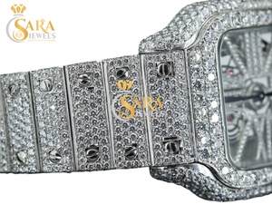 Montre mécanique en verre personnalisée ICed Hip Hop 41mm bracelet en acier inoxydable antique avec diamant Moissanite mode luxueuse avec chiffres arabes - Product Image 2