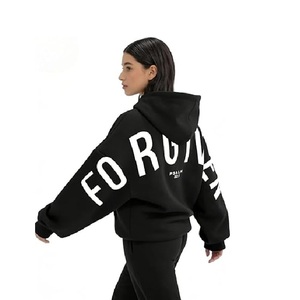 Sweat-shirt à capuche unisexe en coton noir surdimensionné, style streetwear décontracté, avec impression au dos, motif Psaume 32:1 « Forgiven », tricoté - Product Image 2