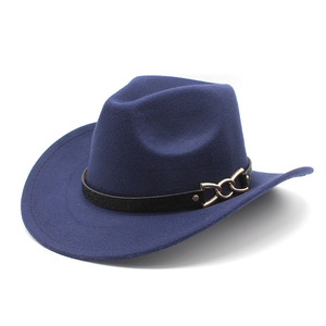 Fashion Trendy Autumn Winter Fashion Women Men Western <b>Cowboy</b> Hat With Metal <b>Buckle</b> Chain <b>Belt</b> - Product Image 4