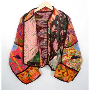 New Designer Casual Wear Outfit Fashion Cotton kantha <b>jacket</b> Designer Long Sleeve Handmade Kantha <b>Jacket</b> With <b>mandarin</b> <b>collar</b> - Product Image 4