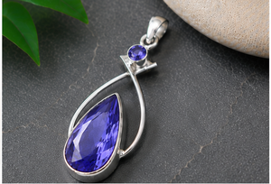 Natural Tanzanite Sterling Silver Pendant Pear Shape Tanzanite 925 Silver Pendant Handmade December Birthstone <b>Necklace</b> - Product Image 2