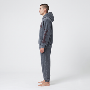 Men's Oversized Acid Wash Hoodie <b>Jogger</b> <b>Set</b> Heavyweight Winter Two Piece Tracksuit Vintage Streetwear Casual Outfit - Product Image 3
