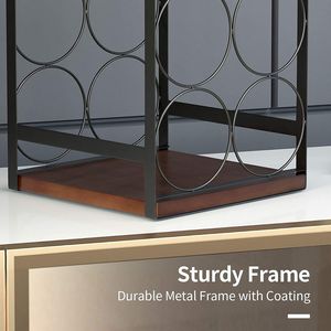 Portabottiglie da Bancone Mecor per 6 Bottiglie, Design Classico a 3 Livelli in Legno e Metallo per Arredamento Casa e Bar - Product Image 5