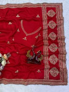 Sari en soie royale à sequins, collection Premium Heritage Glow Blooming Zari Vichitra, dernière création de designer, avec chemisier assorti pour mariage - Product Image 5