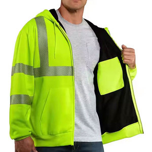 Men's High Visibility Class 3 Waterproof Polyester Rip-Stop Work Jacket Reflective <b>Strips</b> Zipper Closure CE Certified Needle - Product Image 2