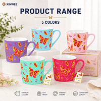Mug à café en céramique imprimé papillon coloré, logo personnalisé, OEM, ODM, fabricant de marques privées, vente en gros, vente au détail, cadeaux