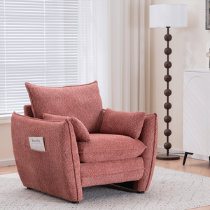 Sedia singola moderna con Design ad angolo acuto elegante colore rosso per soggiorno Versatile per vari spazi - Product Image 2